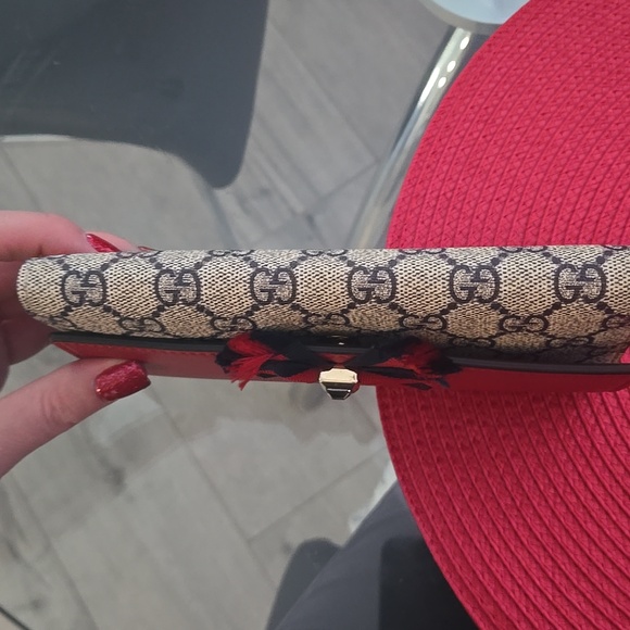 Gucci Canvas And Leather Wallet Bow Continental - Picture 6 of 8